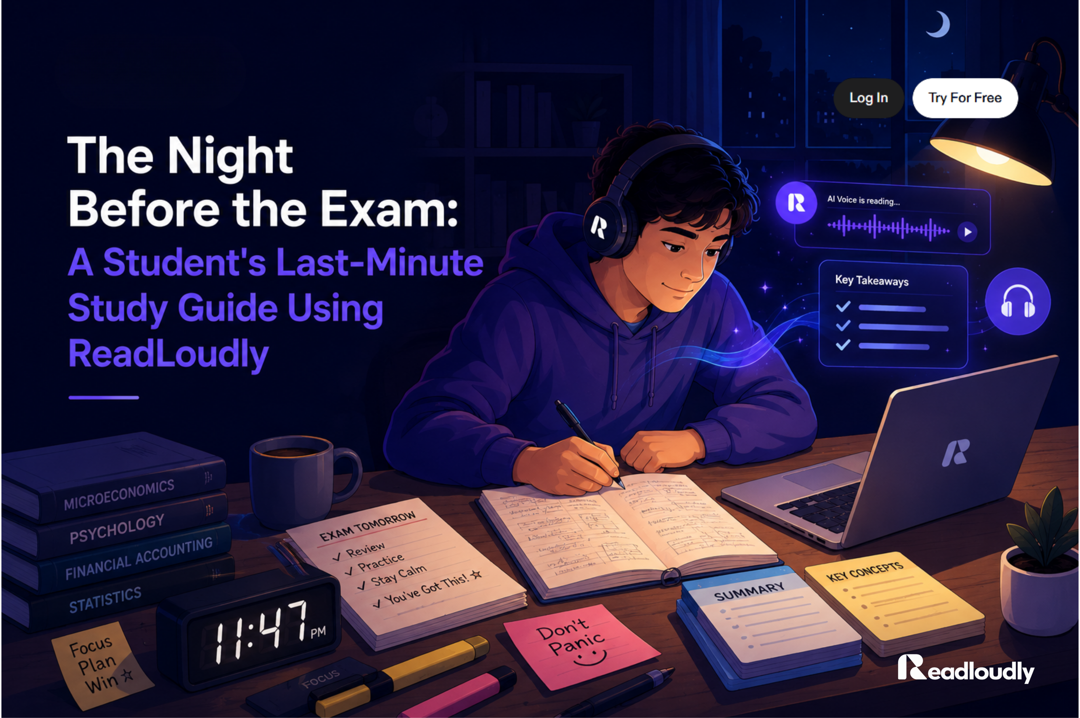 The Night Before the Exam: A Student's Last-Minute Study Guide Using ReadLoudly